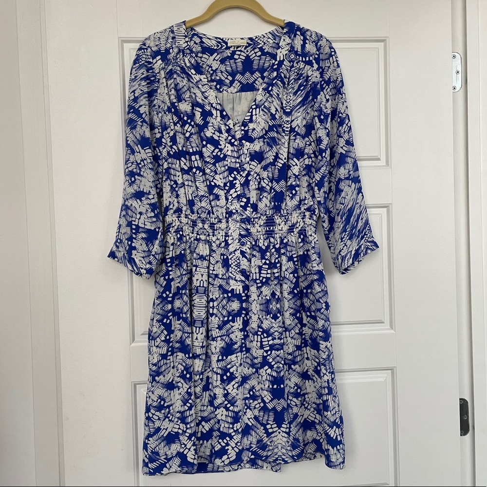 Shoshanna Blue/White Brushstroke Shirt dress